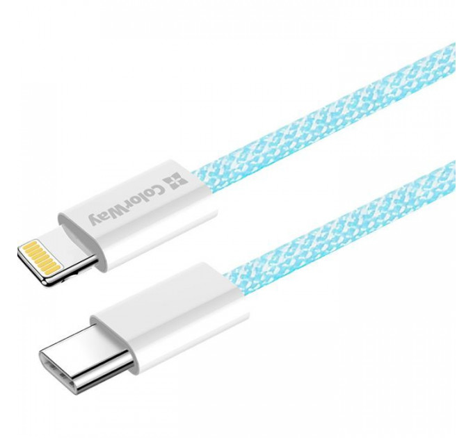 Дата кабель USB-C to Lightning 1.0m 27W blue ColorWay (CW-CBPDCL061-BL)