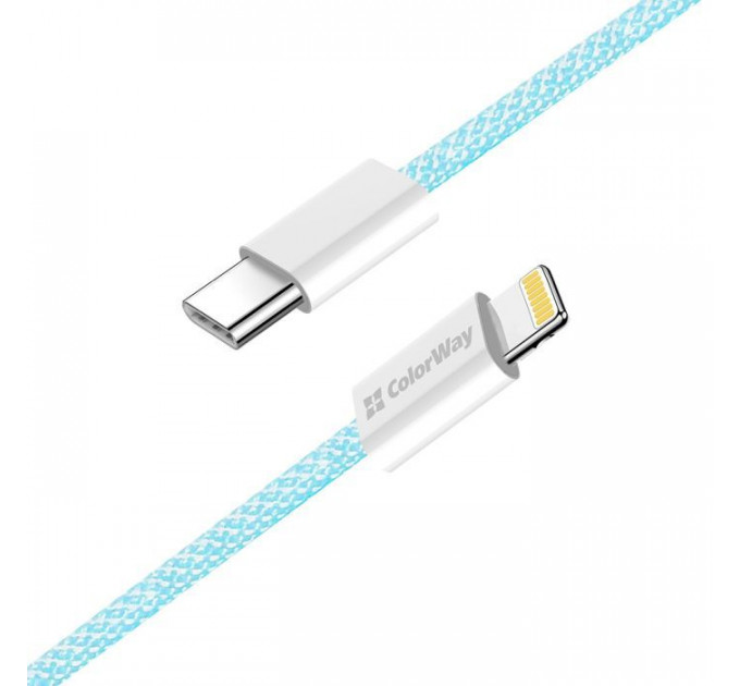 Дата кабель USB-C to Lightning 1.0m 27W blue ColorWay (CW-CBPDCL061-BL)