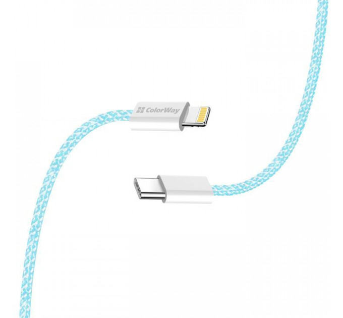 Дата кабель USB-C to Lightning 1.0m 27W blue ColorWay (CW-CBPDCL061-BL)