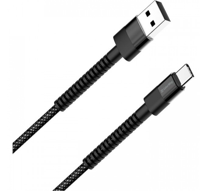 Дата кабель USB 2.0 AM to USB-C 1.0m 2.4А black ColorWay (CW-CBUC063-BK)