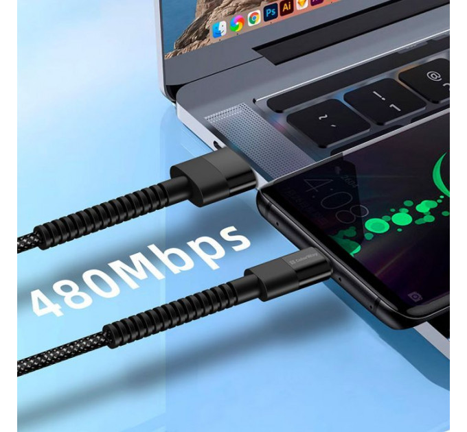 Дата кабель USB 2.0 AM to USB-C 1.0m 2.4А black ColorWay (CW-CBUC063-BK)