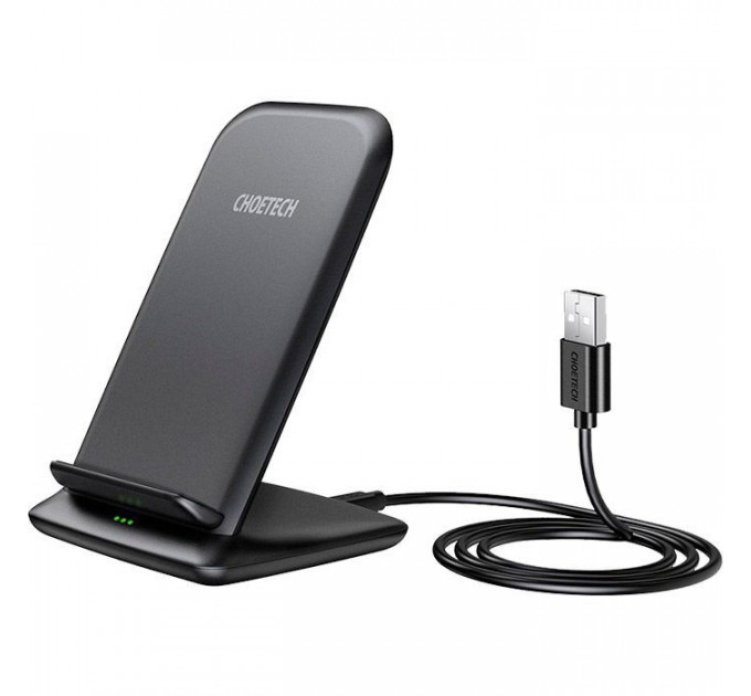 Зарядний пристрій Choetech 15W Fast Wireless Charging Stand 2coils black (T555-F-BK)