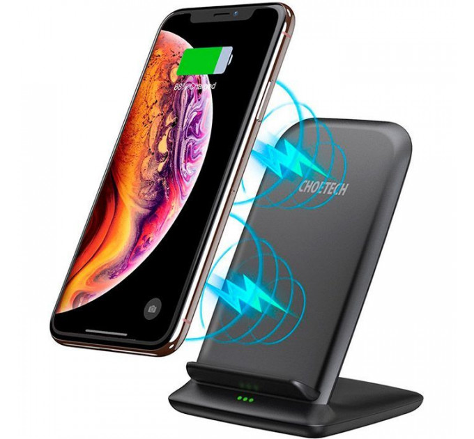 Зарядний пристрій Choetech 15W Fast Wireless Charging Stand 2coils black (T555-F-BK)