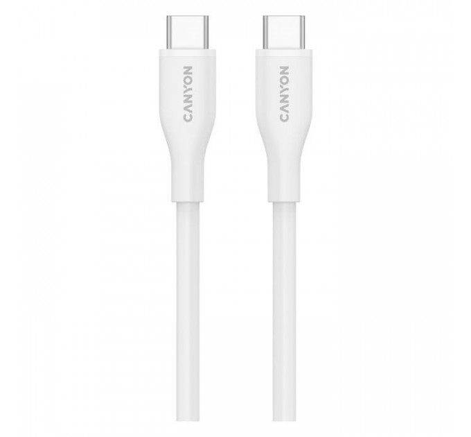 Дата кабель USB-C to USB-C 1.0m CC60SC10 60W Silicon White Canyon (CNS-CC60SC10W)
