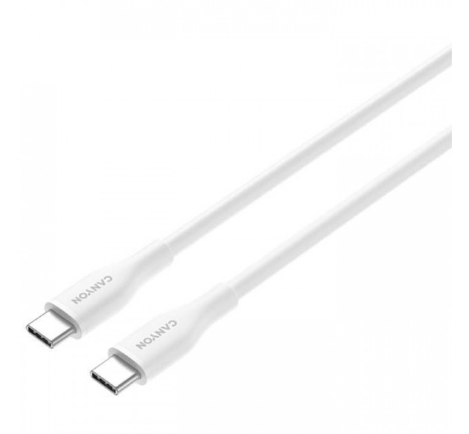 Дата кабель USB-C to USB-C 1.0m CC60SC10 60W Silicon White Canyon (CNS-CC60SC10W)