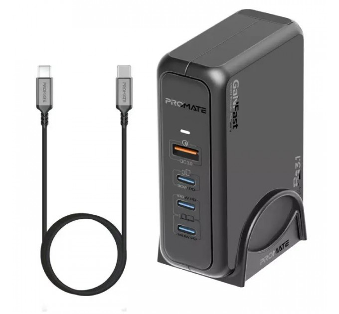 Зарядное устройство Promate 3xUSB-C+USB-A (ganport-140w.black) Зарядное устройство Promate 3xUSB-C+USB-A (ganport-140w.black)