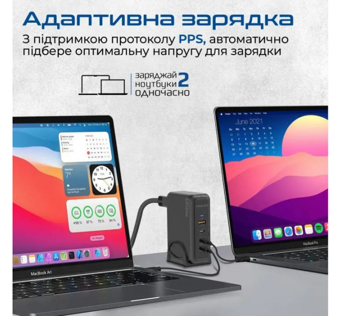 Зарядное устройство Promate 3xUSB-C+USB-A (ganport-140w.black)