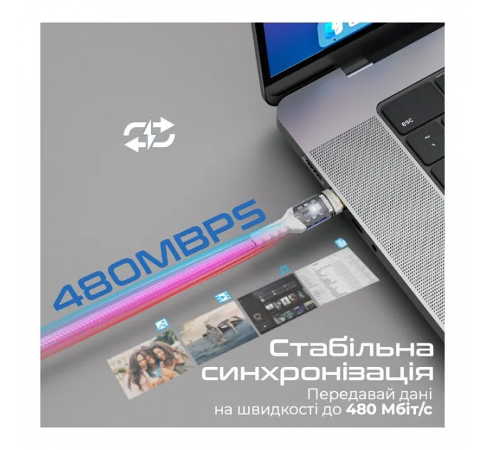 Дата кабель USB-C to USB-C 2.0m Promate (lucidline-cc200.white)