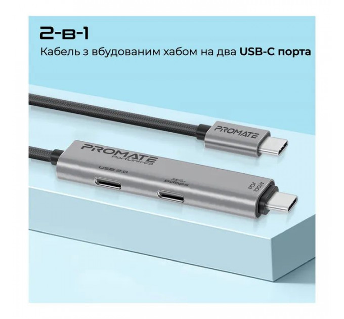 Дата кабель USB-C to USB-C 1.5m Promate (portlink-c3.black)