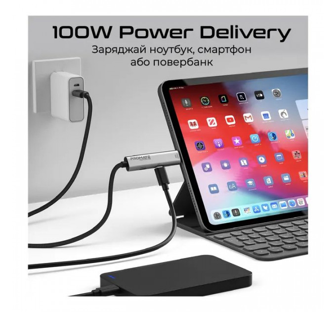Дата кабель USB-C to USB-C 1.5m Promate (portlink-c3.black)
