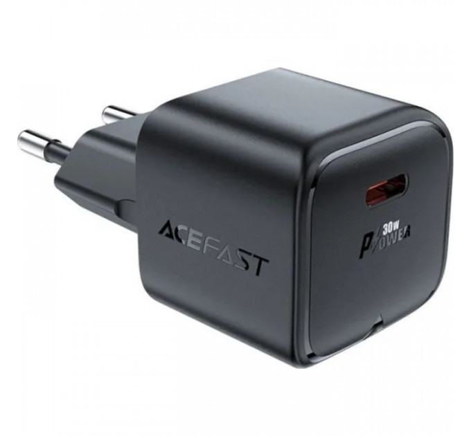 Зарядний пристрій Acefast USB-C 30W Gan A77 mini Fast Charger Black (6974316282662)