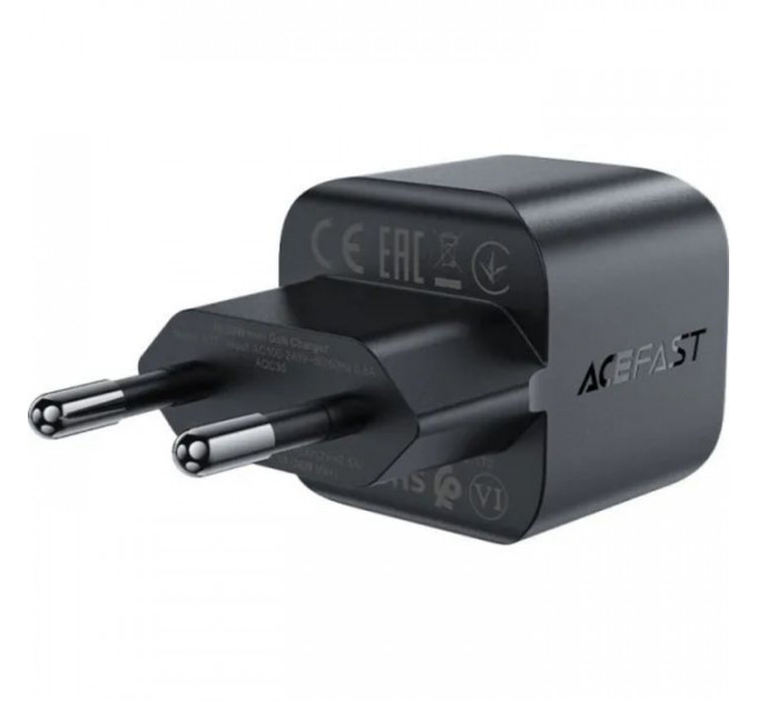 Зарядний пристрій Acefast USB-C 30W Gan A77 mini Fast Charger Black (6974316282662)