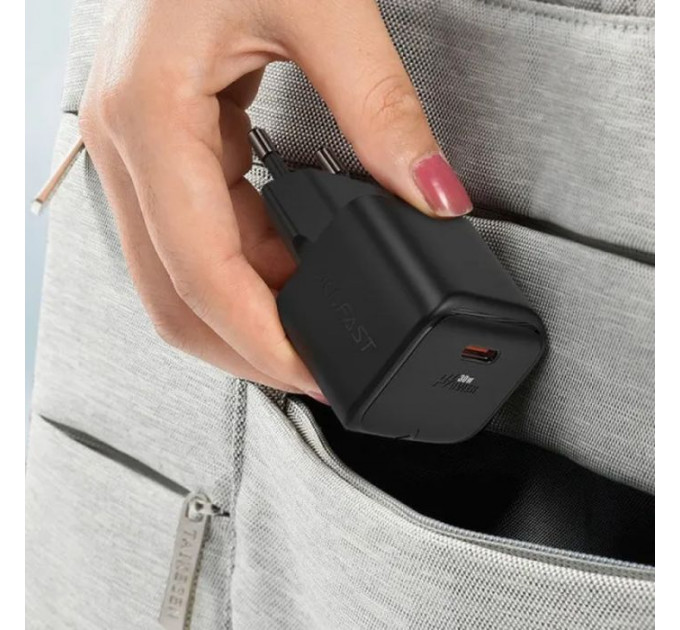 Зарядний пристрій Acefast USB-C 30W Gan A77 mini Fast Charger Black (6974316282662)