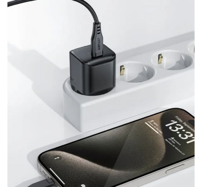 Зарядний пристрій Acefast USB-C 30W Gan A77 mini Fast Charger Black (6974316282662)
