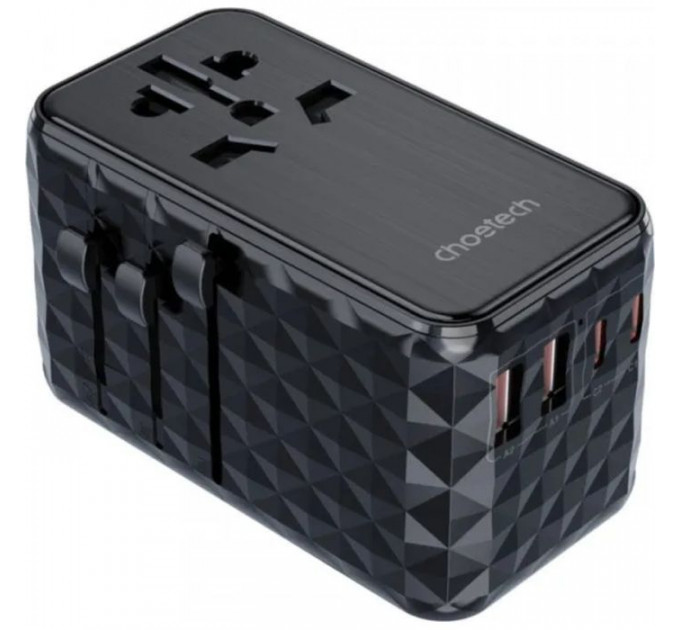 Зарядний пристрій Choetech 4xUSB 100W PD (2хUSB-C+2хUSB-A) сharger diamond model black (PD6028-BK)