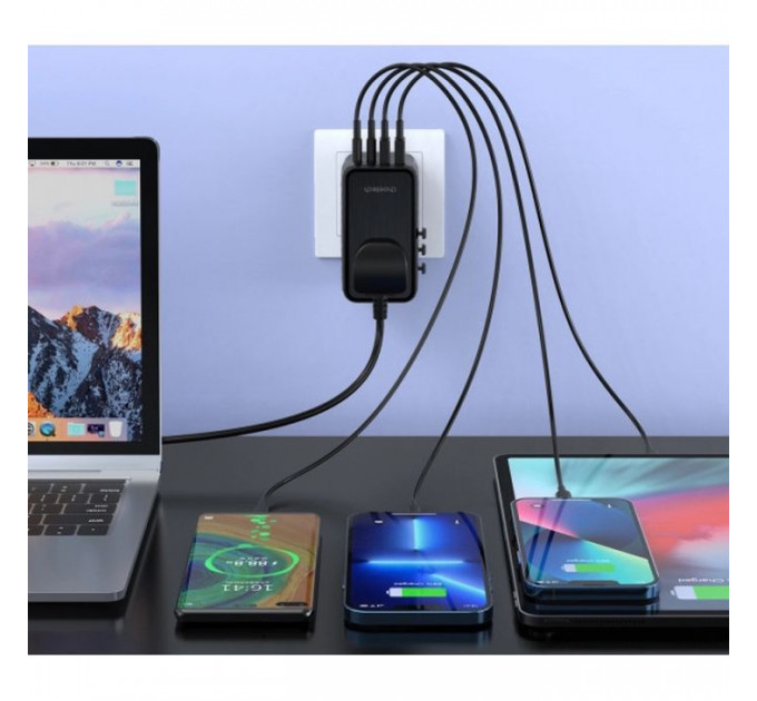 Зарядний пристрій Choetech 4xUSB 100W PD (2хUSB-C+2хUSB-A) сharger diamond model black (PD6028-BK)
