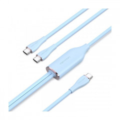 Дата кабель USB-C to 2xUSB-C 1.5m 5.0A Silicone Type Blue VENTION (CTMSG)