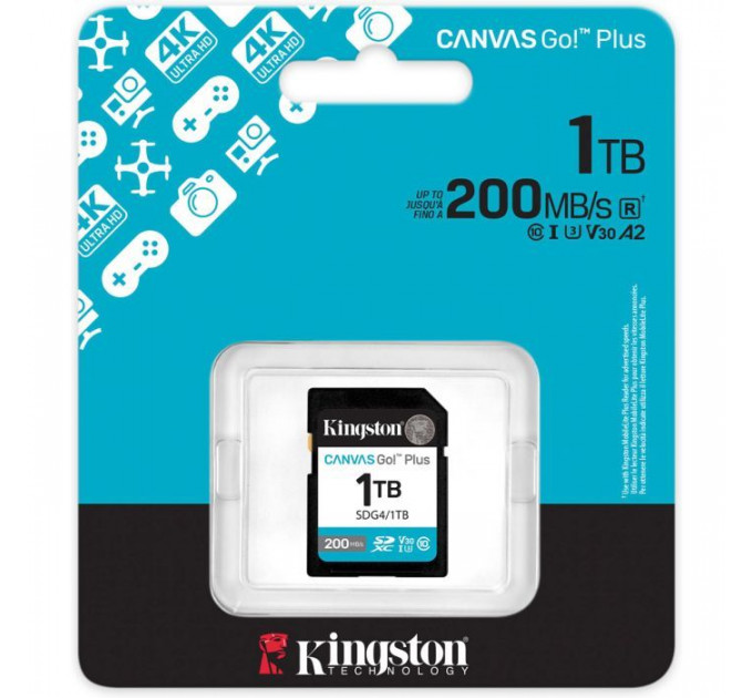 Карта пам/'яті Kingston 1TB SDXC сlass 10 UHS-I U3 V30 Canvas Go Plus G4 (SDG4\/1TB)