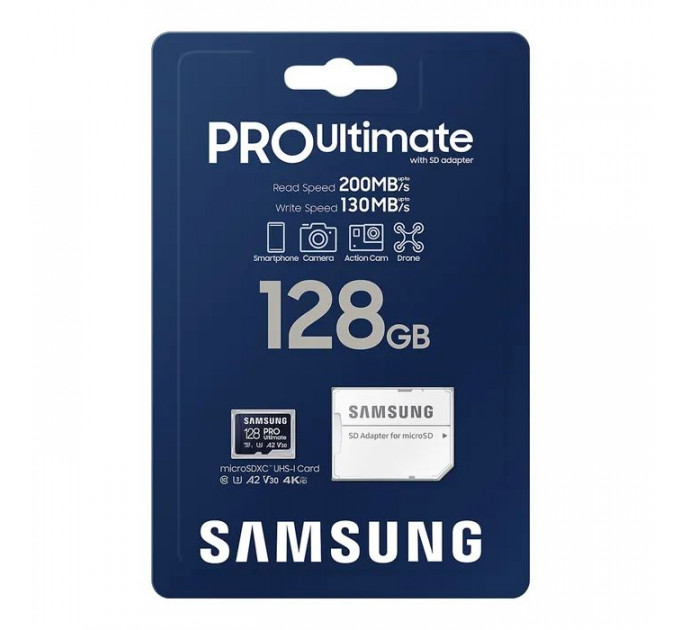 Карта памяти Samsung 128GB microSDXC class 10 UHS-I U3 V30 A2 Pro Ultimate (MB-MY128SA\/WW)