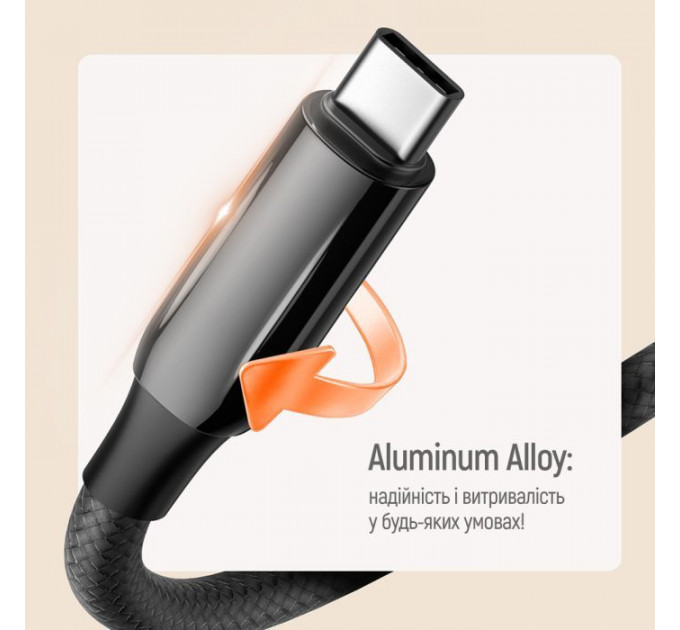 Дата кабеля USB-C to USB-C 1.0m (PVC+Aluminum Alloy) (PD Fast Charging 240W) 5А black ColorWay (CW-CBPDCC069-BK)