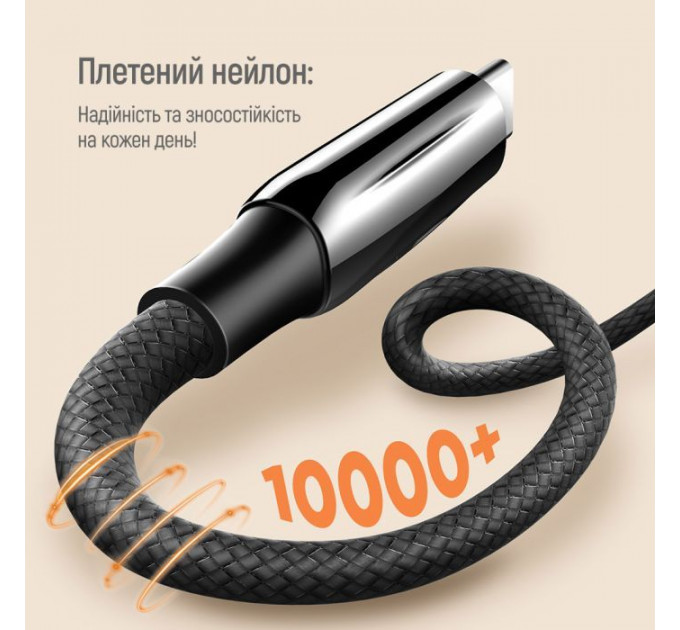 Дата кабеля USB-C to USB-C 1.0m (PVC+Aluminum Alloy) (PD Fast Charging 240W) 5А black ColorWay (CW-CBPDCC069-BK)