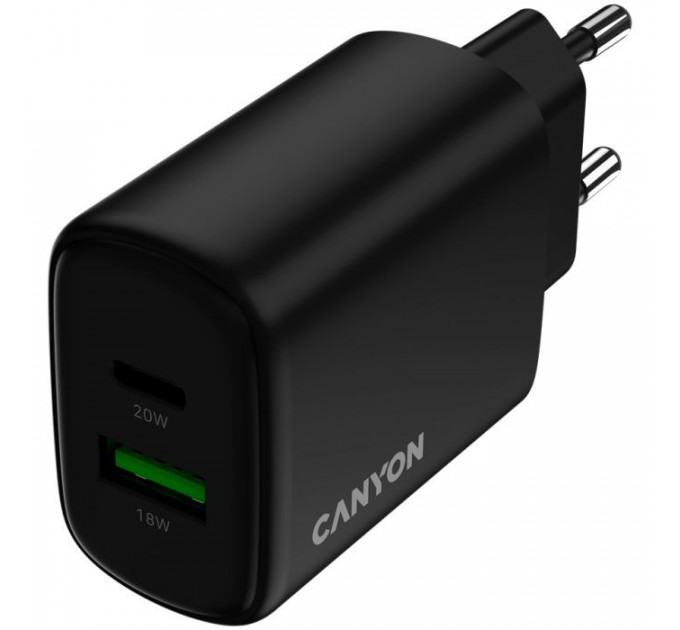 Зарядное устройство для Canyon OnCharge 200 20W 1xPD 1xQC EU Black (CNE-CHA200-31)