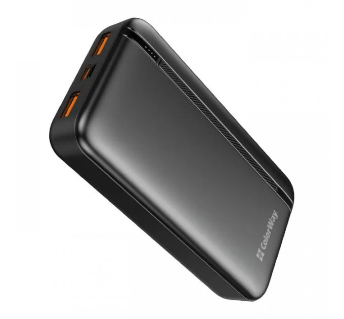 Батарея універсальна ColorWay 20 000 mAh Portable Charger (USB\/QC3.0 + USB-C\/PD\/22.5W) Black (CW-PB200LPB4BK-PD)
