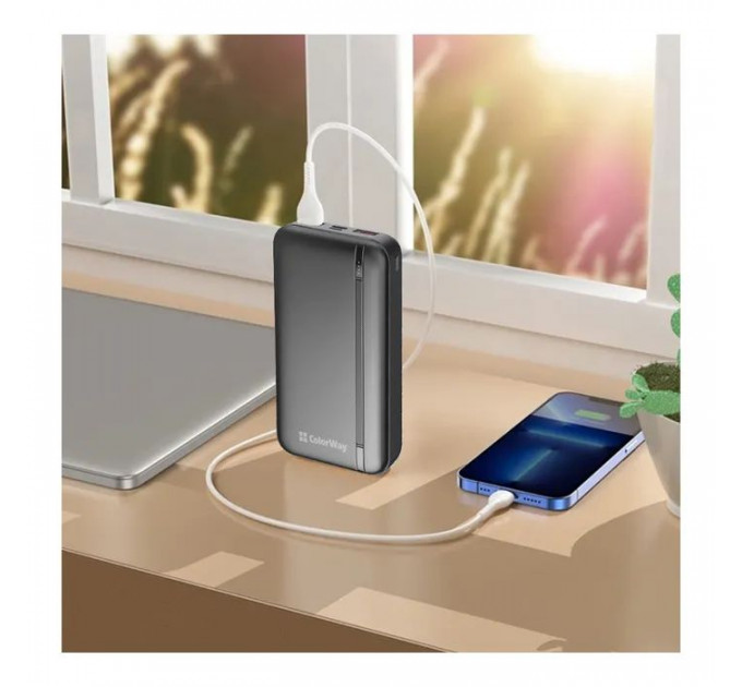 Батарея універсальна ColorWay 20 000 mAh Portable Charger (USB\/QC3.0 + USB-C\/PD\/22.5W) Black (CW-PB200LPB4BK-PD)
