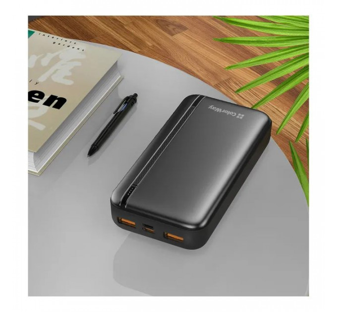 Батарея універсальна ColorWay 20 000 mAh Portable Charger (USB\/QC3.0 + USB-C\/PD\/22.5W) Black (CW-PB200LPB4BK-PD)