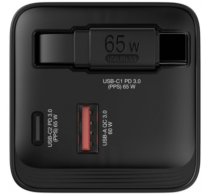 Зарядное устройство для Verbatim GaN 65 W 2 ports (USB-C\/1xUSB-A) (32217)