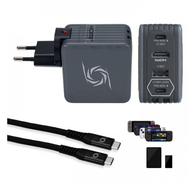 Зарядное устройство AVerMedia GC313 CORE GO 100W 2хUSB-С 1хUSB-A 1xHDMI black (40AAGC313AWN)