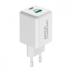 Зарядний пристрій Armorstandart AR372 45W GaN Type-C + USB White (ARM77550)