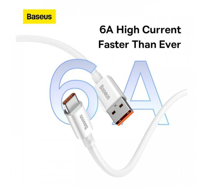 Дата кабель USB 2.0 AM to USB-C 2.0m Superior Fast Charging 100W moon white Baseus (P10320102214-03)