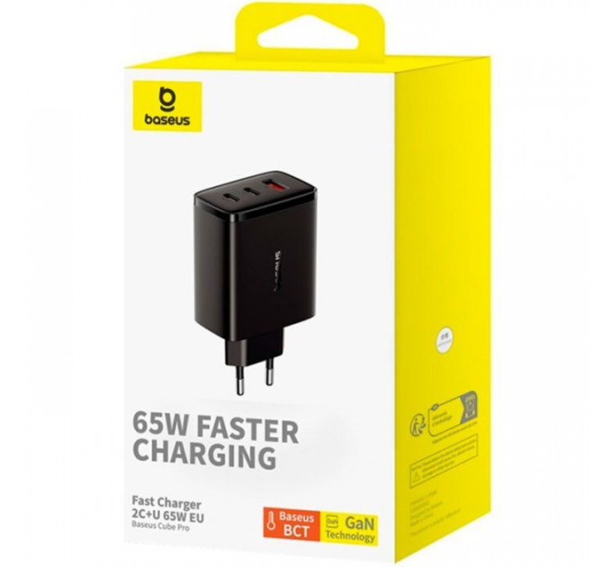 Зарядний пристрій Baseus Cube Pro Fast Charger 2C+U 65W black (P10152301113-00)