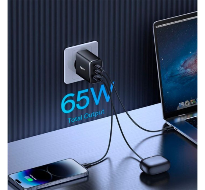 Зарядний пристрій Baseus Cube Pro Fast Charger 2C+U 65W black (P10152301113-00)