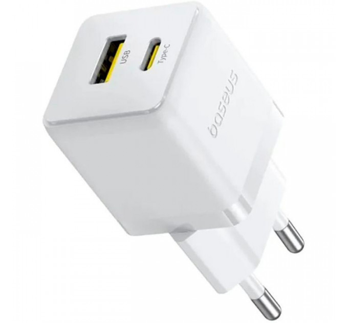 Зарядний пристрій Baseus Palm Fast Charger C+U 20W moon white (P10111608213-00)