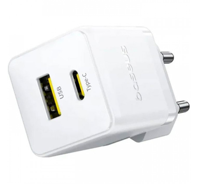 Зарядний пристрій Baseus Palm Fast Charger C+U 20W moon white (P10111608213-00)