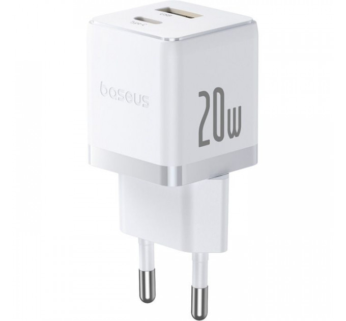 Зарядний пристрій Baseus Palm Fast Charger C+U 20W moon white (P10111608213-00)