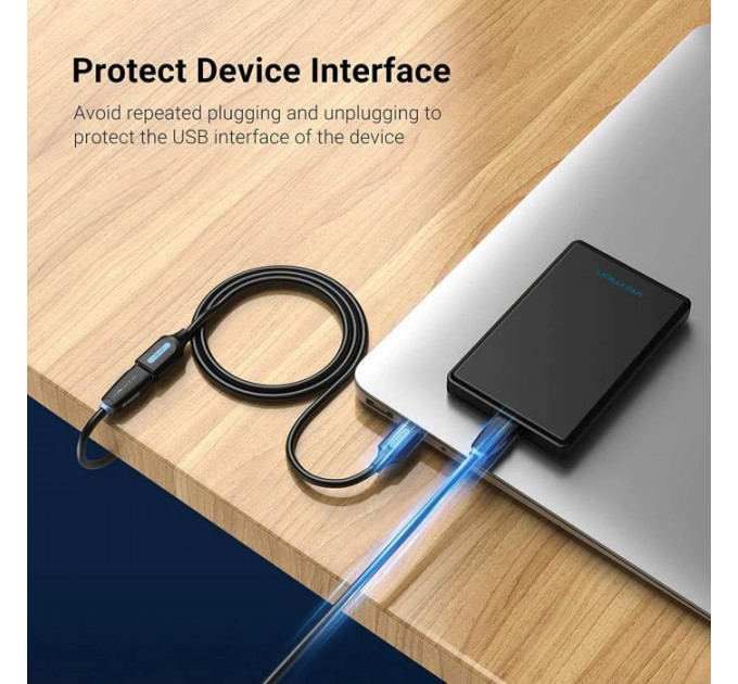 Дата кабель USB 2.0 AM\/AF 1.5m black VENTION (CBIBG)