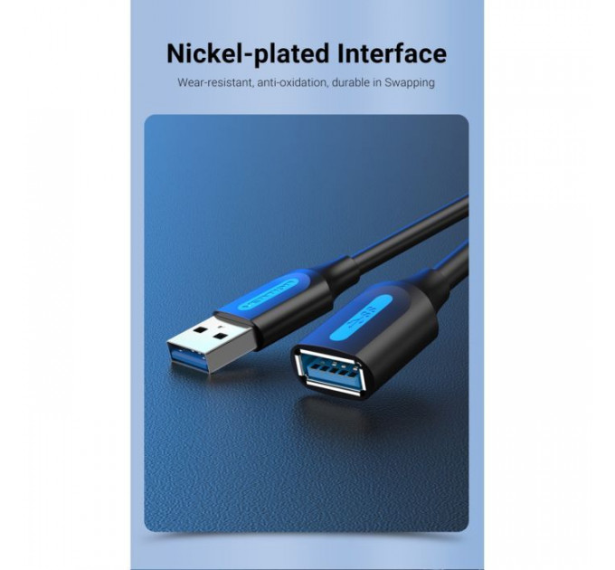 Дата кабель USB 2.0 AM\/AF 1.5m black VENTION (CBIBG)