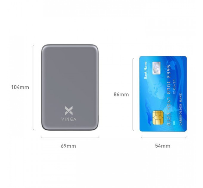 Батарея универсальная Vinga 5000 mAh 20W\/15W Wireless (VPBB520WL)