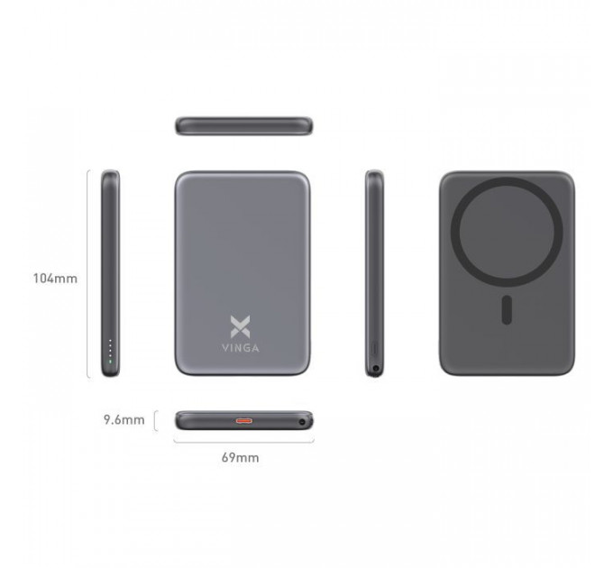 Батарея универсальная Vinga 5000 mAh 20W\/15W Wireless (VPBB520WL)