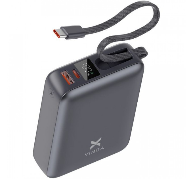 Батарея универсальная Vinga 20000 mAh 45W Display Cable (VPBB2045C)