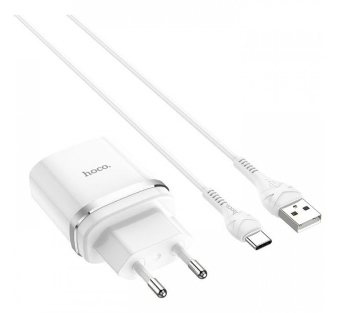 Зарядний пристрій HOCO C12Q Smart USB QC3.0 + cable USB to USB-C 18W White (6931474716309)
