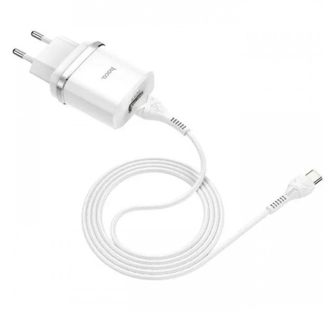Зарядний пристрій HOCO C12Q Smart USB QC3.0 + cable USB to USB-C 18W White (6931474716309)