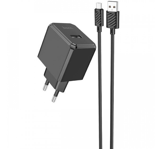 Зарядний пристрій HOCO CS11A Ocean USB + cable USB to Micro 5P 10.5W Black (6942007603584)
