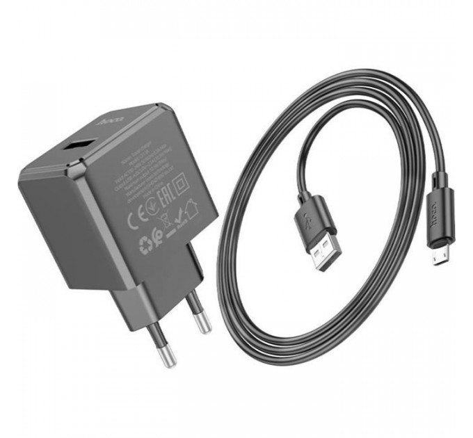 Зарядний пристрій HOCO CS11A Ocean USB + cable USB to Micro 5P 10.5W Black (6942007603584)