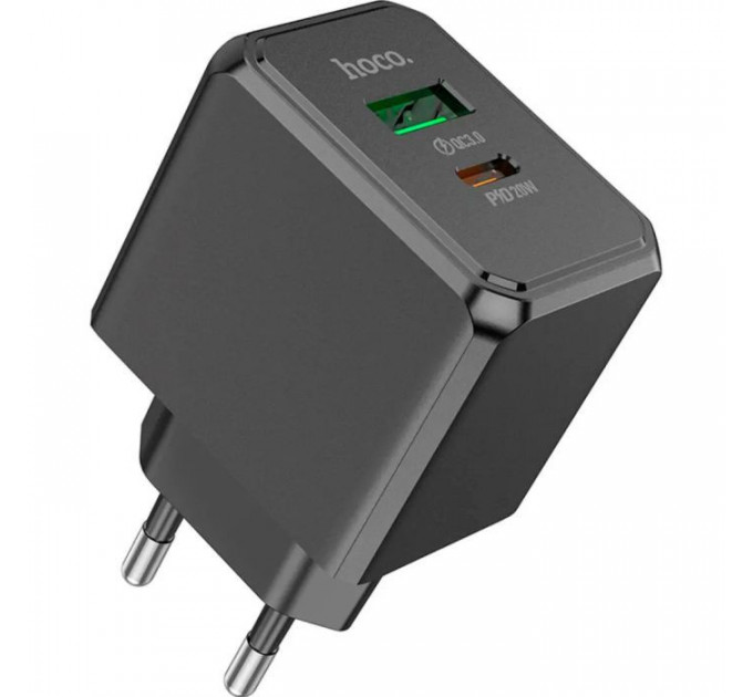Зарядний пристрій HOCO CS14A Ocean 1xUSB-C PD20W + 1xUSB QC3.0 Black (6942007603898)