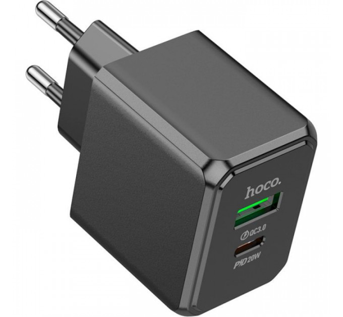 Зарядний пристрій HOCO CS14A Ocean 1xUSB-C PD20W + 1xUSB QC3.0 Black (6942007603898)