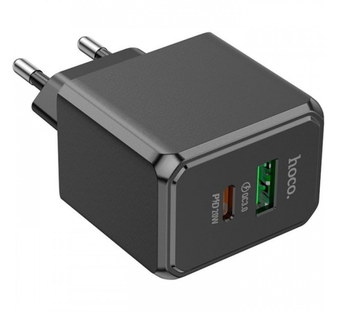 Зарядний пристрій HOCO CS14A Ocean 1xUSB-C PD20W + 1xUSB QC3.0 Black (6942007603898)